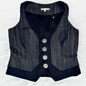 Matty M Black and Gray Pinstripe Buttoned Vest - Size XS